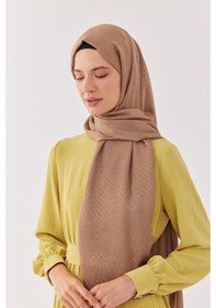 Resim Mirsoy Scarf Halka Desen Parlak Jakar Şal - Vizon Açık Vizon 