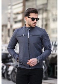 Resim Mero Life Erkek Gri Su Ve Rüzgar Geçirmez Slim Fit Astarlı Mevsimlik Mont Gri 