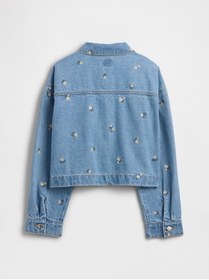 Resim GAP Kız Çocuk Açık Mavi Kids Relaxed Nakışlı Denim Ceket 