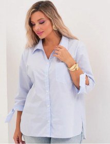 Resim Routine Büyük Beden Ofis Oversize Gömlek. 306231428 Açık Mavi 