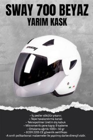 Resim Genel Markalar 700 Beyaz Ayna Camlı Yarım Açık Kask Bisiklet, Scooter, Motosiklet Kaskı 