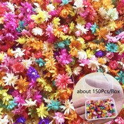 Resim 150 Parça Yıldız Çiçek El Sanatları Seti - DIY Reçine Sanatı, Dekorasyonlar & Tüm Mevsim Projeleri için Doğal Kumaş Çiçekler & Yapraklar 