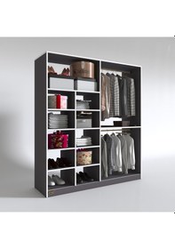 Resim Kenzlife giysi dolabı fikret 180*180*45 gri gardırop 