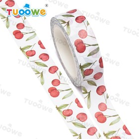 Resim Kiraz & Yeşil Yaprak Washi Bant - Scrapbooking, Günlük Tutma, Hediye Paketleme & El İşleri için Dekoratif Kağıt Yapıştırıcı 