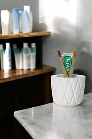 Resim Evene Diş Fırçalığı Diş Fırçalık Diş Fırçası Standı Diş Fırçası Tutucu Beyaz Model 18, e.dismodel18 