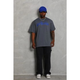 Resim Marsilyan Oversize Baskılı Bisiklet Yaka T-Shirt - Füme - 