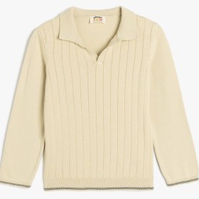 Resim Erkek Çocuk Pamuklu Uzun Kollu Polo Yaka Basic Triko Kazak 