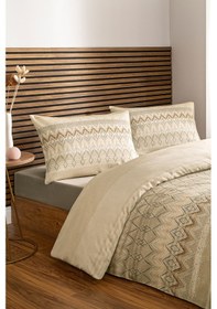 Resim Özdilek Herringbone Çift Kişilik Soft Life Saten Nevresim Takımı Bej 