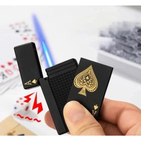 Resim Yaratici Poker Tasarim Jet Alev Oyun Kartı Rüzgar Geçirmez Çakmak 