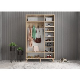 Resim Açelya Portmanto Vestiyer Meşe Beyaz - Ücretsiz Kurulum M4 