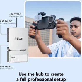 Resim Lexar Professional Go Taşınabilir Ssd, Hub ile 1 Tb Ultra Kompakt 1050 Mb/s'ye Kadar Okuma ve 1000 Mb/s'ye Kadar Yazma USB 3.2 Gen 2, iPhone 15/16 Için Gümüş 