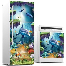 Resim Buzdolabı Ve Bulaşık Makinası Beyaz Eşya Sticker Kaplama Okyanus 