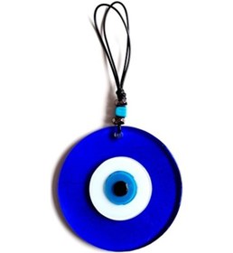 Resim Deri İpli El Yapımı Nazar Boncuklu Renk Cam Duvar Süsü 