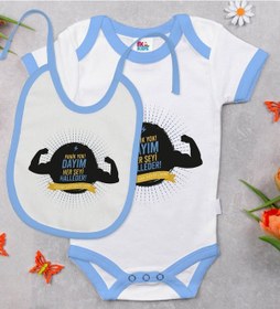 Resim Bk Kids Dayım Her Şeyi Halleder Tasarımlı Mavi Bebek Body Zıbın V Çok Renkli 