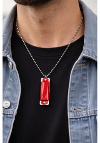 Resim Unisex Kırmızı Mızıka Kolye Metal Zincir 60 Cm Kadın Erkek Aksesuar Çok renkli 