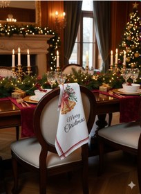 Resim Christmas %100 Pamuk Baskılı Kurulama Bezi 40 60 Cm Yılbaşı Temalı Desenli 2 