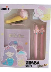Resim Umix Little Mermaid Küçük Deniz Kızı Kırtasiye Zımba Seti 5 Parça Bordo 