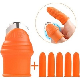 Resim Silikon Başparmak Bıçağı Parmak Soyucu Koruyucu Soyacak Eldiveni MEDIUM 