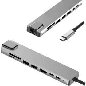 Resim Flagen 8 In 1 Ethernet Sd USB Type C Hub HDMI Girişli Çevirici Çoklayıcı 