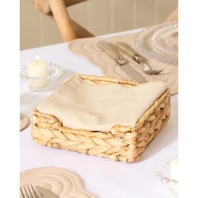 Resim Karokstore El Yapımı Örme Doğal Su Sümbülü Hasır Peçetelik (19 * 19 * 7cm) - Yemek Masası Üstü Kağıt Peçetelik Doğal Geri Dönüşümlü. 