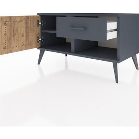 Resim Hyperion Şifonyer Tek Raflı Tek Çekmeceli Tek Kapaklı 88x44x48 Antrasit-çam/antrasit Çam/antrasit 