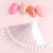 Resim Şeffaf Tırnak Rengi Çizelgesi Gösteri Oval Yuvarlak Tırnak Uçları Çizelgesi Renk Paleti Uygulama Manikür Aksesuarları için 