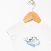 Resim Mammaramma Ekru Kız Bebek Bisiklet Yaka Kısa Kollu Baskılı T-Shirt 22SG-28 