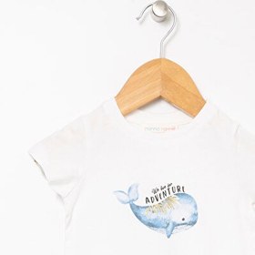 Resim Mammaramma Ekru Kız Bebek Bisiklet Yaka Kısa Kollu Baskılı T-Shirt 22SG-28 