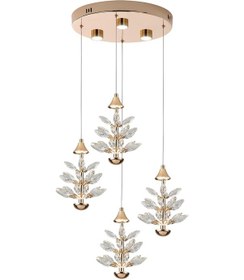 Resim Serap 4'lü 39 Watt 3000k Yuvarlak Gold Kristal Taşlı Ledli Salon Avize Gold 