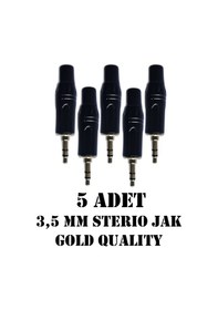 Resim 3.5 Mm Stereo Çivi Jak Lehim Tipi Fiş Kulaklık Aux Bilgisayar Ses Kablosu Giriş Tamir Jakı 5 Adet Siyah 