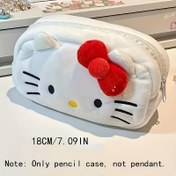 Resim Sanrio Hello Kitty Large Pencil Case - a Stylish Canvas Stationery Storage Bag with a Zipper, Multifunctional for Coins And Cosmetics, Suitable for School And Office Supplies. 