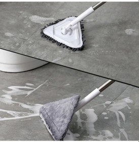 Resim Teleskopik Saplı 150 Cm Üçgen Mop Cam Duvar Tavan Fayans Parke Temizleyici Mop 5468 