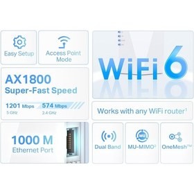 Resim TP-Link RE600X | Wi-Fi 6 Menzil Genişletici | AX1800 Mbps | Access Point Modu | 1 Gigabit Port | Dual Band | EasyMesh Destekli | Kolay Kurulum | Tüm Modem ve Router Modelleri ile Uyumludur 