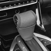 Resim Willowhaven Dayanıklı Gri Vites Kolu Kılıfı Pu Deri Vites Koruyucu İç Aksesuar 