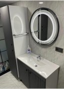 Resim ZENİT YAPI 80*80 Antrst Lake Boya Sensörlü Ayna Ledli Duvar Aynası Led Işıklı Ayna Yuvarlak Ledli Banyo Ayna 