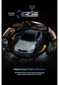 Resim 1080p Wi-fi Araç Kayıt Kamerası G-sensor 3 Lensli Hareket Algılama 3.18 İnç 4k 64 Gb Kart 