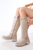 Resim DEAG 02-307 Bej Düz Topuklu Günlük Binici Çizme 