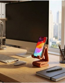 Resim Masaüstü Kaymaz Taban Telefon Ve Tablet Standı - Kulaklık Ve Not Kağıdı Bölmeli-kiremit Kiremit 