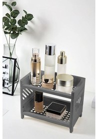 Resim 2 Katlı Banyo Düzenleme Organizeri Banyo Depolama Rafı - Kozmetik Standı Antrasit 