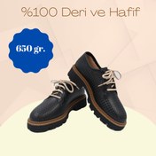 Resim PerPiede Zımbalı Bağcıklı Deri Kadın Ayakkabı 