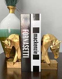 Resim Dekoratif Kitap Tutucu Kübik At Figürlü 2 Li Gold Renkli 