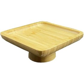 Resim Bambu Ayaklı Servis Tabağı 15 Cm Mini İkramlık Sunumluk Krem 