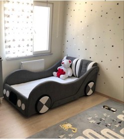 Resim Puf Bebe Montessori Her Tarafı Yumuşacık Puf 90x190 Arabalı Bebek Ve Çocuk Yatağı 