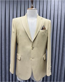 Resim Avni Ceylan Erkek Premium Altın Bej Dokulu Slim Fit Blazer Ceket 