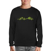 Resim Tenis - Heartbeat Siyah Çocuk Sweatshirt 