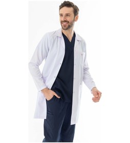 Resim Spor Yaka Uzun Boy Erkek Doktor Önlüğü Alpaka Kumaş Beyaz Beo102 Beyaz 