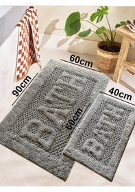 Resim Rueso Gri 2li %100 Pamuklu Banyo Paspas Seti Renkli 