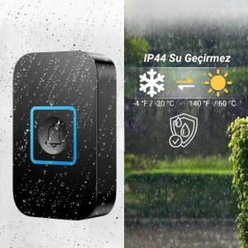 Resim Multizone Kablosuz LED Işıklı Akıllı Kapı Zili 2 Buton 1 Alıcı Pil Gerektirmez Su Geçirmez Uzun Menzil 