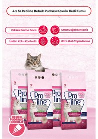 Resim Bebek Pudralı Bentonit Kedi Kumu 5 Lt X 4 Adet 