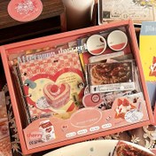 Resim 155 Adet Retro Kiraz Tatlı Temalı Gevşek Yapraklı Kağıt Hediye Kutusu - A6 Izgara Defter DIY Seti, Dekoratif Sticker'larla, Scrapbooking & El İşleri İçin İdeal, Mükemmel Doğum Günü Partisi İkramı 